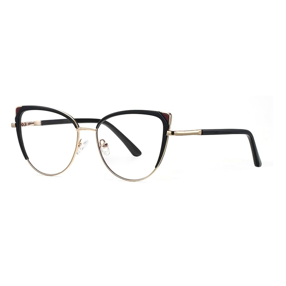 modne okulary oprawki damskie przezroczyste soczewki blokujące metal okulary kocie oko przezroczyste czarne akcesoria