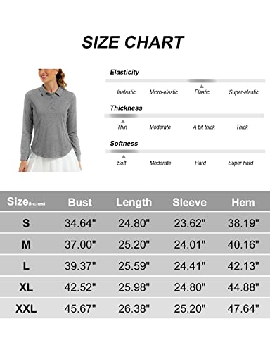 Luranee Collared Shirts For Women,Polo Shirts For Ladies Dry Fit Junior Golf Long Sleeve Winter Casaul Stylish Classic Button Yoga Fitness Tanks For Walking Jogging Grey 2Xl #TOP6