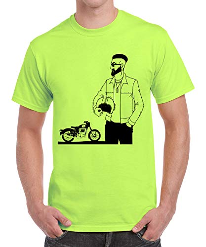 Image of Caseria Men's Cotton Printed T-Shirt -Bike Man | 100% Cotton | Half Sleeves | Regular Fit | Printed | Round Neck | Graphic T Shirt