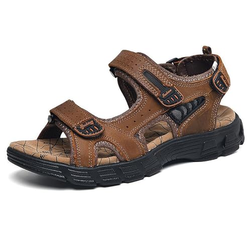 Men's Leather Sandals for Hiking Walking Beach Treads Water Athletic Outdoor with Air Cushion