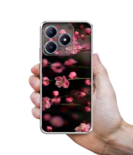 Image of Pink Flowers Design Printed Silicon Soft TPU Back Case Cover for Realme C63 4G / Narzo N63 4G