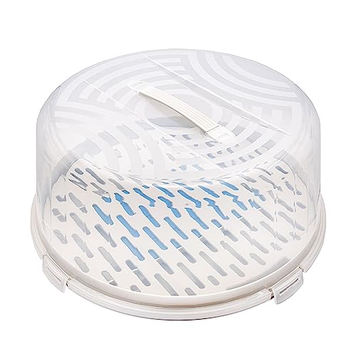BranQ Home essential Tartera redonda con tapa alta, asa de transporte práctica y enfriamiento, plástico (PP), sin BPA, color crema/transparente, 334 x 156 mm