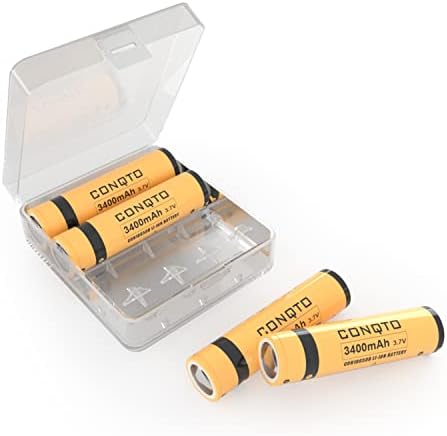 4 Pack Battery, 3400mAh for 3.7V Flat Top Battery, Rechargeable Battery for Flashlight, Camera, Small Fan, Sound Equipment.