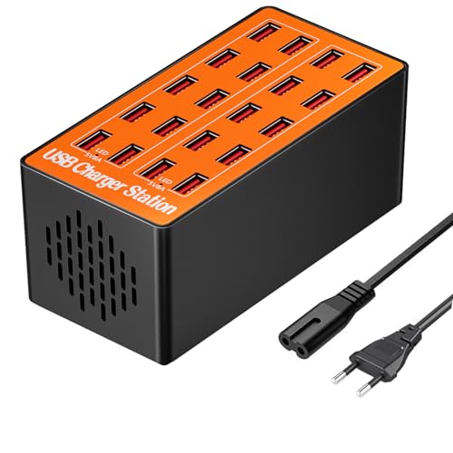 USB Mehrfach Ladeger&auml;t,20-Port USB Ladestation,Intelligentes Desktop Ladeger&auml;t mit Multi-Port-Design,USB-Hub, Wandladeger&auml;t, Netzteil Stecker f&uuml;r iPhone, Samsung, Google & Mehr