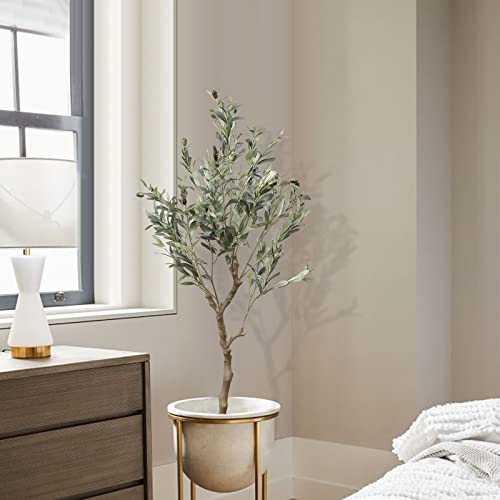 Seelinns Artificial Olive Tree 4.01Ft Fake Olive Silk Tree Large Faux Plants Indoor Tall Olive Branch And Fruits With Potted For Home Office Living Room Decor #TOP1