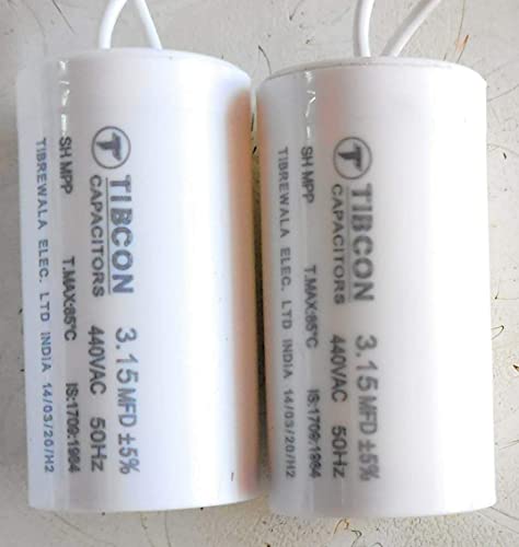 Image of Capacitor for Ceiling Fan, 3.15 MFD Capacitor for Speed, White -2 Pieces