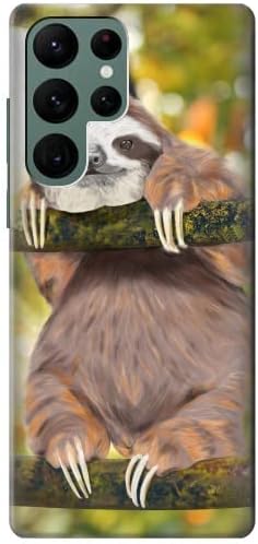 R3138 Cute Baby Sloth Paint Case Cover for Samsung Galaxy S22 Ultra