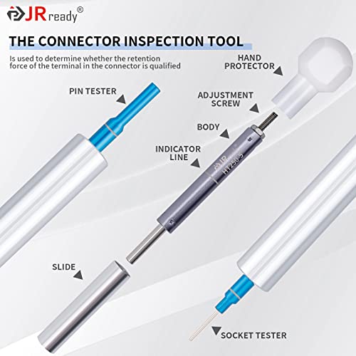 Image of JRready ST5246-HT250 Connector Inspection Tool Kit-HT250-5 Electrical Tension Tester with Socket & Pin Tester Tips Work for Automotive Adjustable Electronic Connector Retention Test Kit