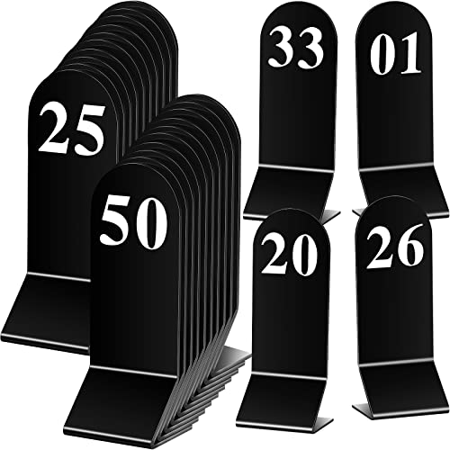 Numéros de table en acrylique noir de 1 à 50 pour mariage et restaurant