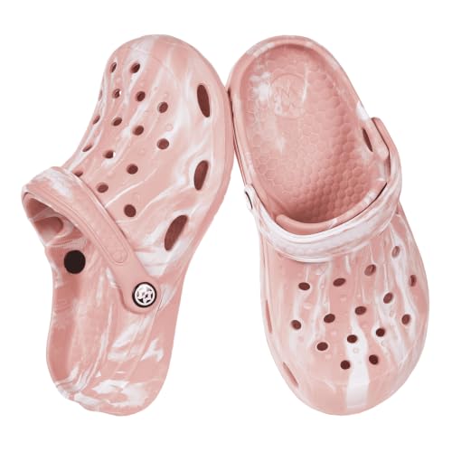 Eagsouni Womens Mens Garden Clogs,Pink White,8.5-9.5 Women/7-8 Men