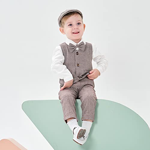 Image of Volunboy Toddler Suit Boys Formal Wedding Guest Dress Outfit | graduation dress clothes, gentleman ring bearer bowtie outfit, back-to-school pants set, birthday photoshoot dressy outfit