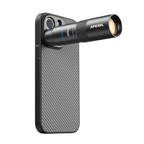 APEXEL Teleobjetivo compacto de 10 x para smartphone y objetivo macro de 200 mm con funda especial para teléfono móvil, objetivo profesional FMC ED, adecuado para iPhone 15 Pro Max