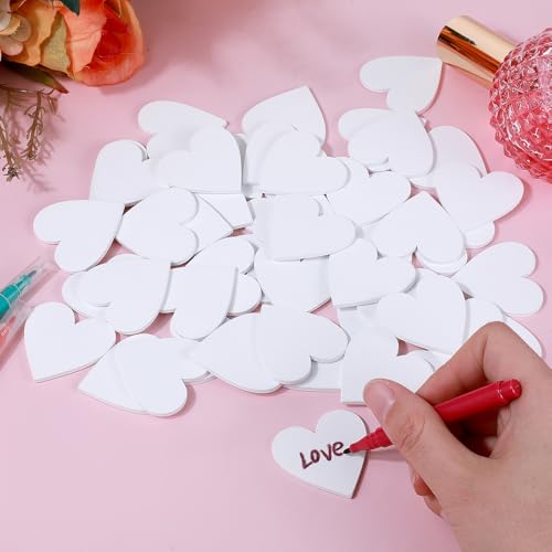 Bewudy 120 Stück Weiße Holzherzen zum Basteln, Holz Streuschmuck als Tischdekoration Streudeko Holz Konfetti Holzherz Deko für Hochzeit Valentinstag Geburtstag Party Kartenherstellung DIY Handwerk(4cm