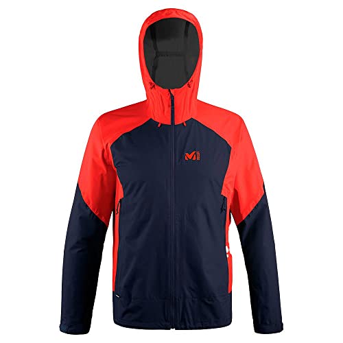 MILLET - Fitz Roy III JKT M - Chaqueta Hardshell para Hombre - Membrana Dryedge Impermeable y Transpirable - Aproximación, Senderismo, Trekking, Diario - Azul/Rojo