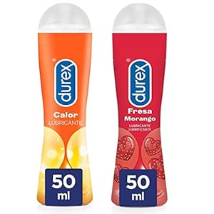 Durex Pack Lubricante Efecto Calor + Lubricante Sabor Fresa, Pack Ahorro 2×50 ml