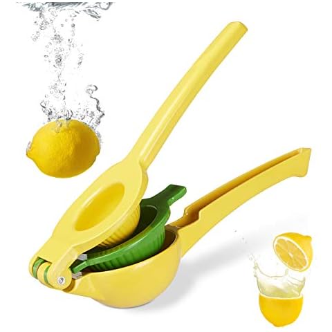 Exprimidor Manual de Palanca Relaxdays, Lima, Zumo, Profesional, Aluminio, 1 Ud, Amarillo Cover