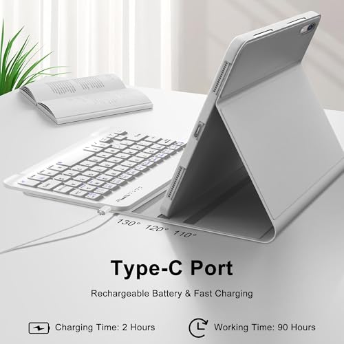 Image of iPad mini 7th (A17 Pro, 2024) Keyboard Case for iPad mini 6th Gen2021-8.3in Wireless Keypad for A17 8.3'' Case with Pen Slot, Smart Cover for Apple Mini-7 /6 Gen Detachable Keyboard, Grey