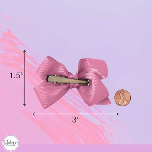 Image of Small Solid Bow for Girls - Set of 12 (Rose)