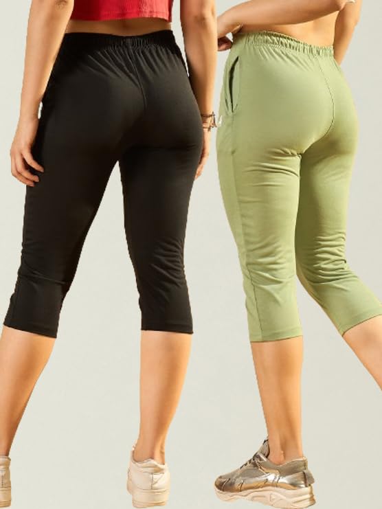 Image of Modeve Women Solid Cotton Blend Capri for summer|| Summer Wear