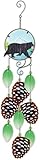 Sunset Vista Designs Windchimes - Tumbled Glass & Metal Pine Cones Wildlife Suncatcher Chime, 25" Long, Black Bear