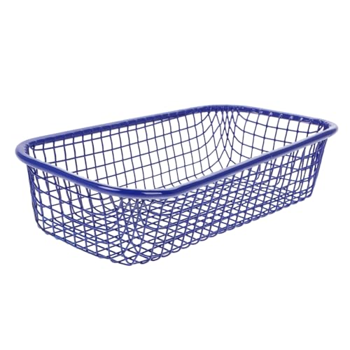 SMASOLO Cesta de Almacenamiento de Hierro con Malla de Alambre Organizador Compacto para Escritorio y Cocina Caja Multifuncional para Salón y Mesa Cesta Azul Profunda para Organización