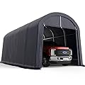 KING BIRD 12' x 20' Heavy Duty Round Style Carport for SUV, Full-Size Truck and Boat, Anti-Snow Car Canopy Outdoor Boat Shelter with Reinforced Ground Bars