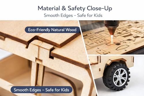 Image of DIY Wooden Off-Road Car STEM Science Toy Kit for Kids | 3D Puzzle Craft Model | Educational Learning & Logical Thinking Toy | 120 Pieces | Age 8+ (Off-Road Vehicle)