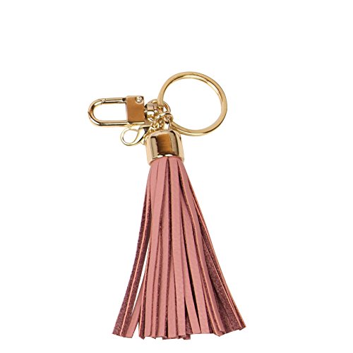 Leather Tassel Charm Women Handbag Wallet Accessories Key Rings (Indi-pink)