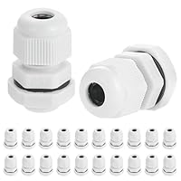 Faankiton 20 Stück PG7 Kabelverschraubung Wasserdichte Verstellbare Kabelverschraubungen, Wasserdichte Verschluss Kabel Verschraubung, Nylon Kabelverschraubungen mit Kontermutter, Weiß