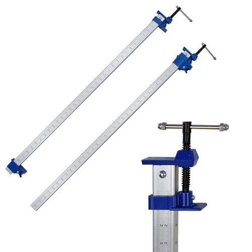 FEIRONG 36 Inch Bar Clamps (2 Pack) - 330LB Capacity Dual-Scale Ruler (Inch & CM) & 90 Angled Jaws for Woodworking Cabinet Installation DIY Projects (Blue)