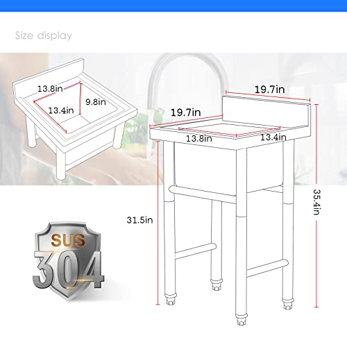 Évier de cuisine utilitaire en acier inoxydable 304 pour poste de lavage de restaurant - 3