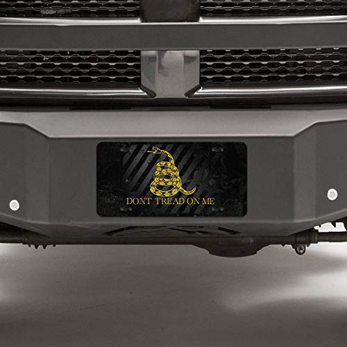 Gadsden Flag Don't Tread On Me Black License Plate Tag Vanity Novelty Metal | Uv Printed Metal | 6-Inches By 12-Inches | Car Truck Rv Trailer Wall Shop Man Cave | Vlp502 #TOP5