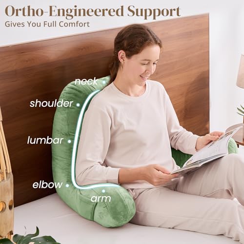 Image of Sasttie Reading Pillow for Bed, Back Pillow for Sitting Up, Sage Green