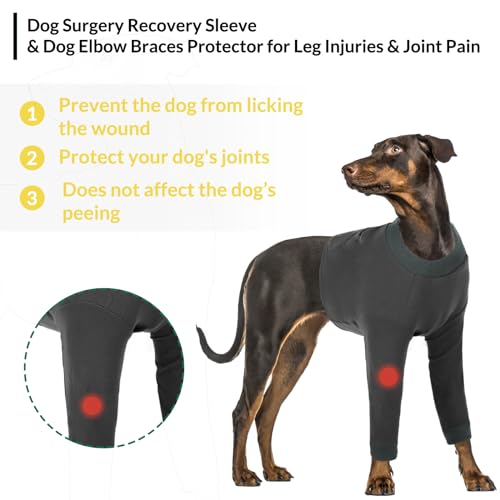 CITÉTOILE Hundebody Nach Op, Wundschutzanzüge für Hunde Mit Bein, Vornebeinschutz für Verletzung Hund, Anti-Wundlecken Op Body Hunde, E-Kragen Alternative, Grau, S