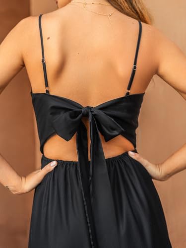 Image of CUPSHE Women Casual Dress Beach Sleeveless V Neck Summer Cutout Spaghetti Straps Formal Maxi Sun Dresses