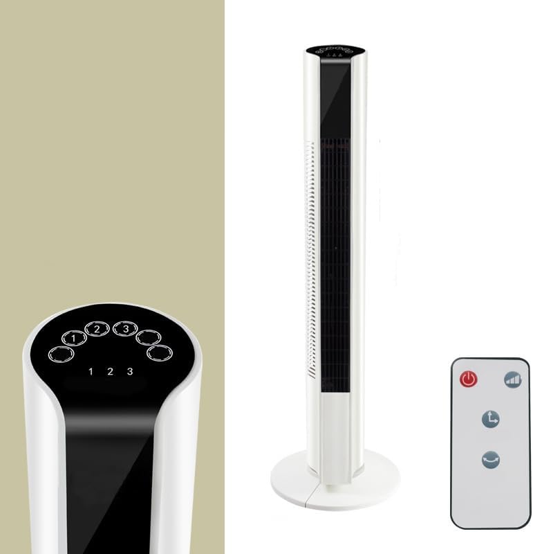 Smart & Quiet Tower Fan for Bedroom, Bladeless Tower Fan with Remote Control, 3 Speeds, 90° Oscillation, Touch, Portable Tower Fan for Bedroom, Home and Office (Touch Control with Remote (Cooling))