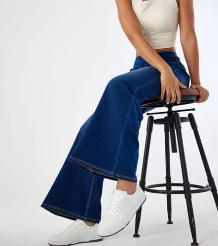Yollmart Women Wide Leg Jeans Elastic High Waisted Pull On Baggy Denim Pants with Pocket3