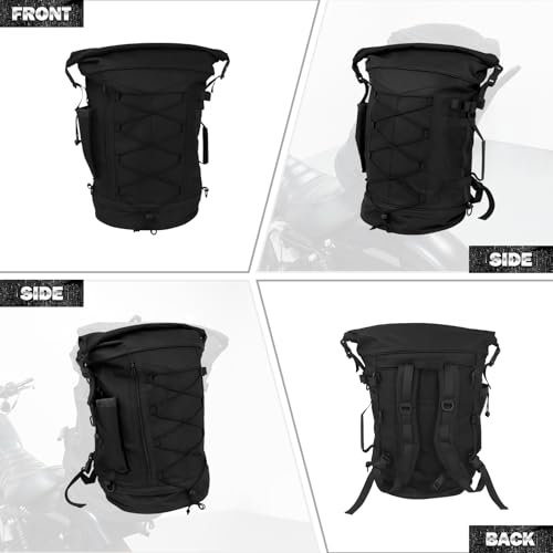 Bolsa de equipaje para motocicleta con gran capacidad, bolsa de viaje expandible de 85 litros, mochila de respaldo sissy bar con correas, ajuste universal para Harley miniatura 6