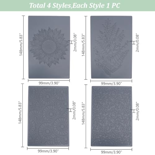 HOBBIESAY 4pcs Polymer Clay Texture Sheets Set Texture Sheets Polymer Clay Works with Polymer Clay Cutter Effect as Polymer Clay Texture Roller Flowers for DIY Clay Making - Image 2