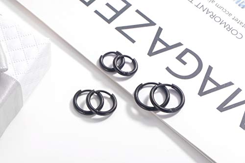 316L Surgical stainless steel hoop earrings 8mm/10mm/12mm Hypoallergenic Huggie Earrings Small Hoop Sliver Black Sleeper Earrings For Women Men3