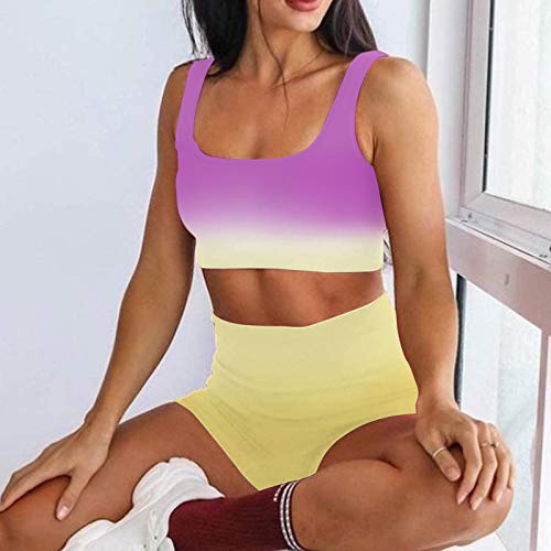 Damen Workout Set 2 Teile, Weste Trainingsanzug Fitness Yoga Set Ribbed Stretchy Sportanzug Top + Leggings Sportwear Yoga Outfits Jogging Gym Sportkleidung Fitnessanzug - Image 7