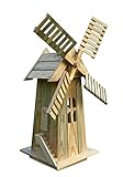 Shine Company Decorative Garden Windmill, Cedar Wood Yard Windmills, Outdoor Lawn Ornament Décor for Backyard & Garden, Natural