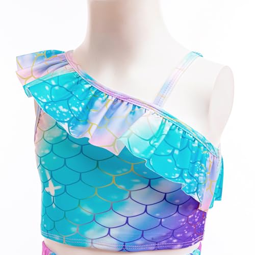 Image of GALLDEALS Girls Swimsuit 3 Piece Bathing Suits Flounce Ruffle Tankini Set Beach Swimwear with Cover Ups Skirt for 3-10 Years