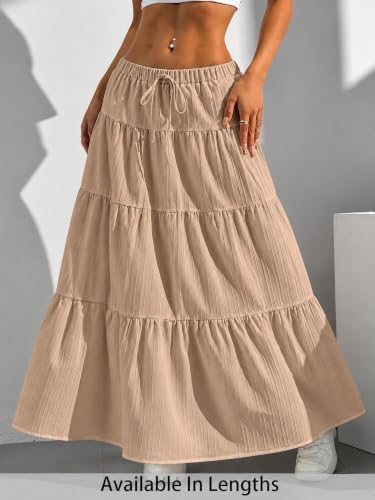 Image of Jawdrobe Women's Georgette Ruffle Hem Long Flared Skirt Lightweight Soft Fabric| High-Waisted Ruffled Maxi Plain and Pleated Skirt