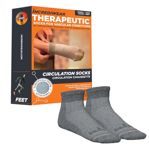 Incrediwear Circulation Socks – Blood Circulation Socks for Foot Circulation, Foot Support, and Reducing Joint Pain & Foot Pain, Everyday Low Ankle Socks for Women and Men (Grey, Large)