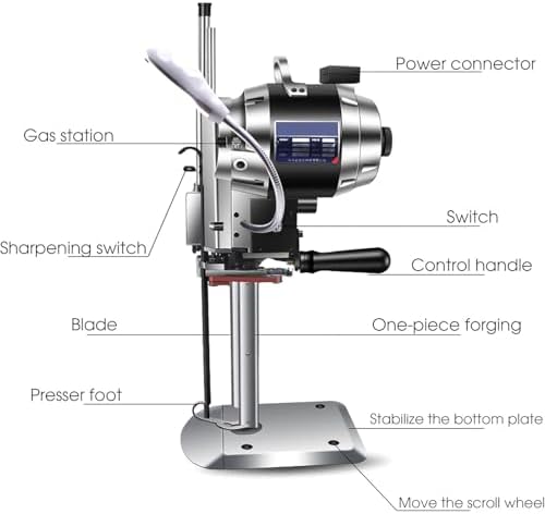 High-Speed Fabric Cutter, 34cm Straight Knife Cutting Machine with Alloy Steel Blade, Automatic Sharpening for Industrial Cloth Cutting