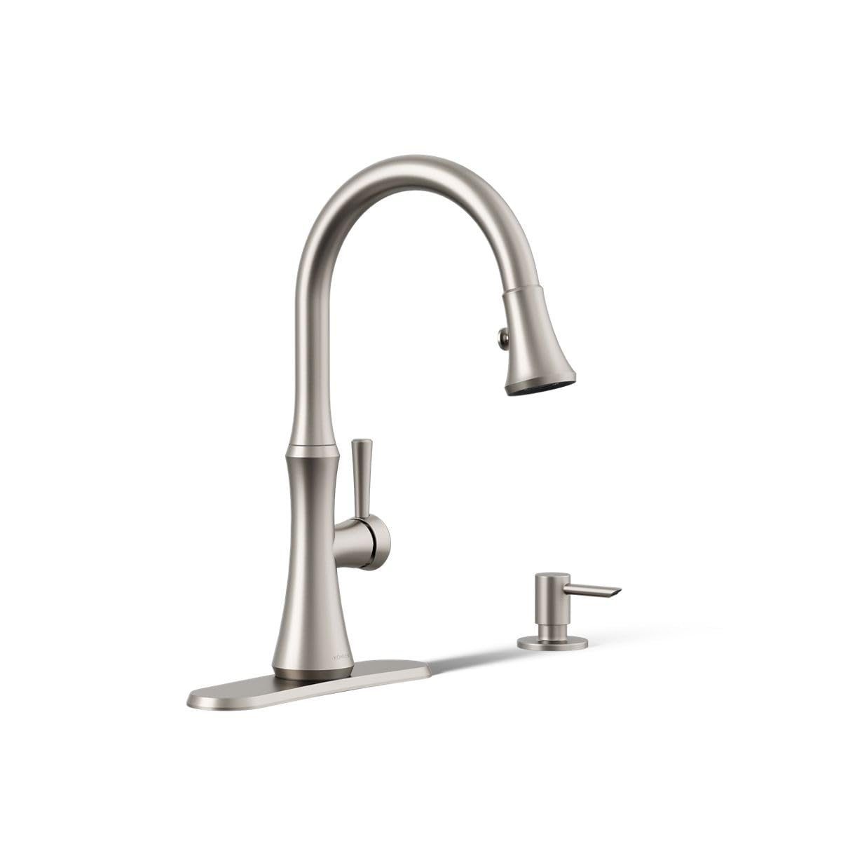 R28706-SD-VS Kaori Single Handle Kitchen Faucet with Pull Down Sprayer and Soap Dispenser, Vibrant Stainless