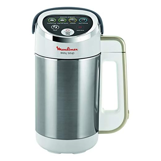 Moulinex Verwarmde blender, soepmixer, vermogen 1000 W, inhoud 1,2 l, 5 automatische programma's, dubbelwandig, warmhoudfunctie 40 minuten, receptenboekje, Easy Soup, roestvrij staal LM841B10