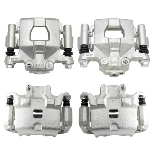 Image of TRQ Front and Rear Brake Caliper Set Zinc Coated Brackets Compatible with 2002-2006 Nissan Altima 2003 Nissan Maxima