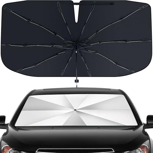 Windshield Sun Shade Umbrella - Foldable Car Window Shades, Reflective Car Sun Shade Windshield, Front Sun Shade for Cars Windshield for Hatchback, Truck, SUV, MPV (55'x31.5')